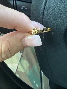 Gold Script Name Ring "Christine"